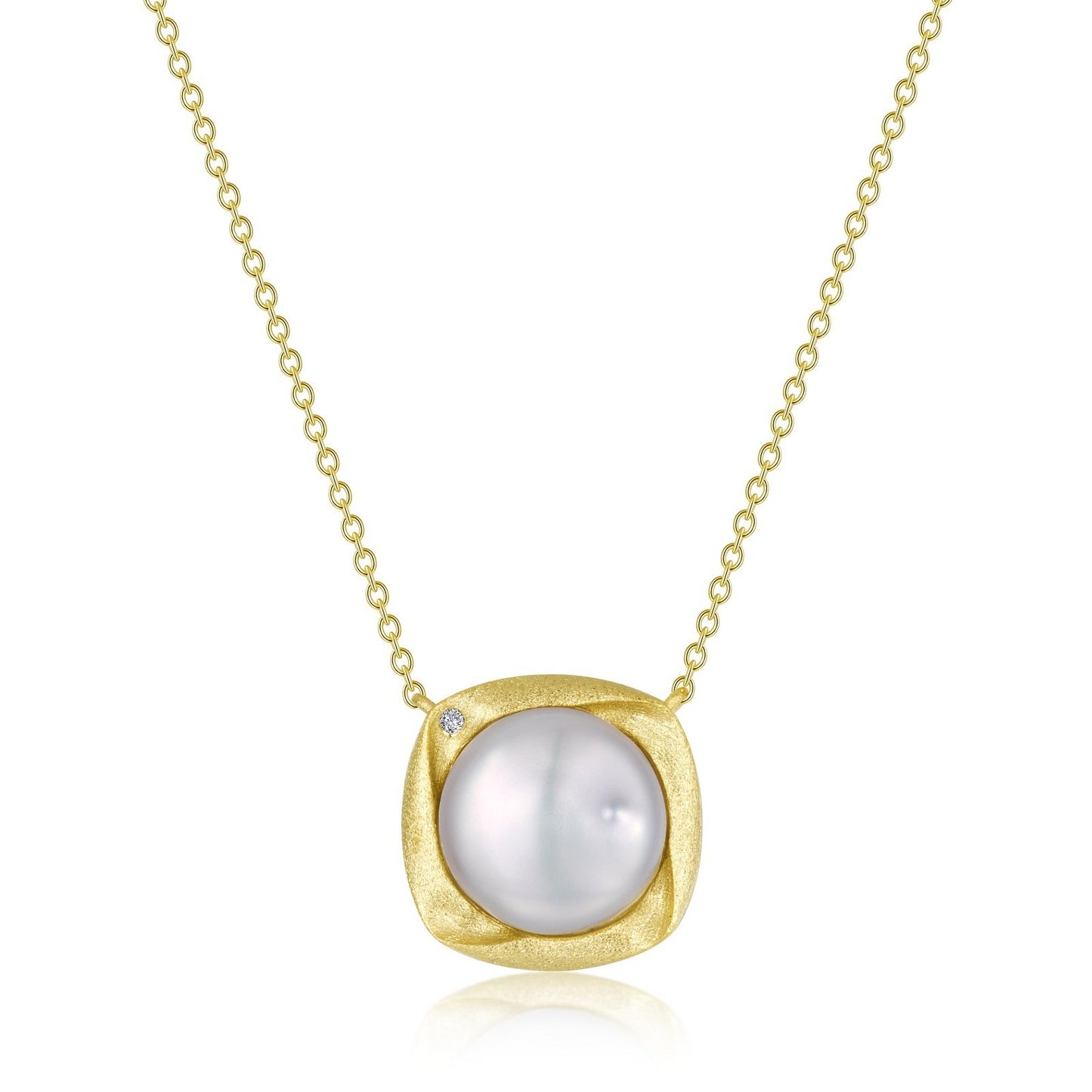 LaFonn Gold Simulated Diamond and Fresh water pearl N/A NECKLACES Cultured Freshwater Pearl Necklace
