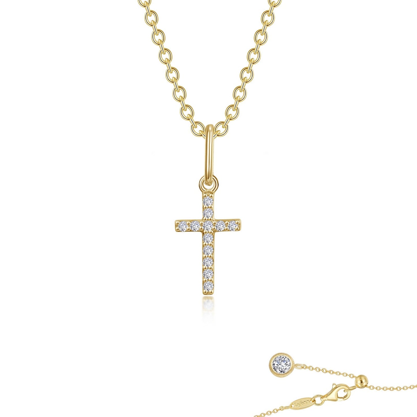 Lafonn Mini Cross Necklace 13 Stone Count N0237CLG20