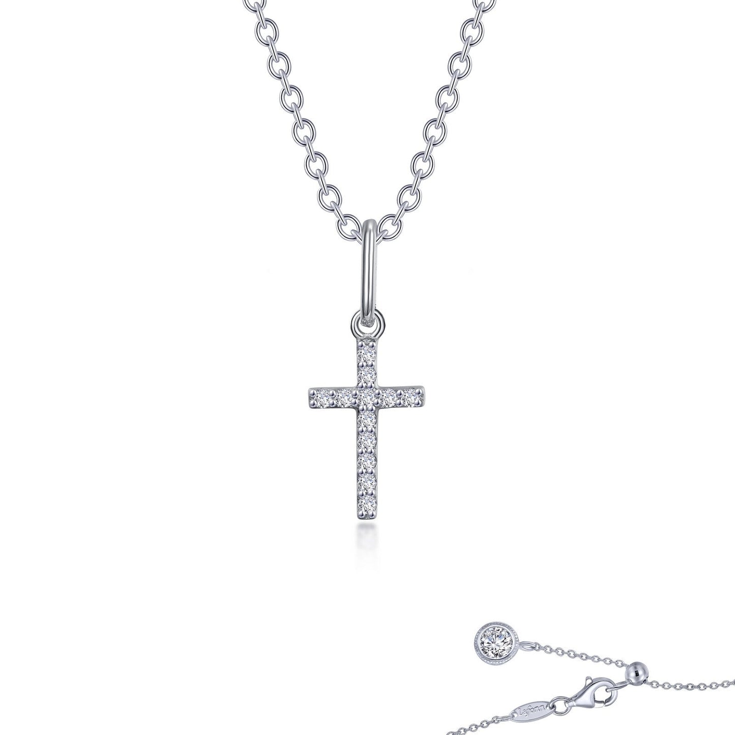 Lafonn Mini Cross Necklace 13 Stone Count N0237CLP20