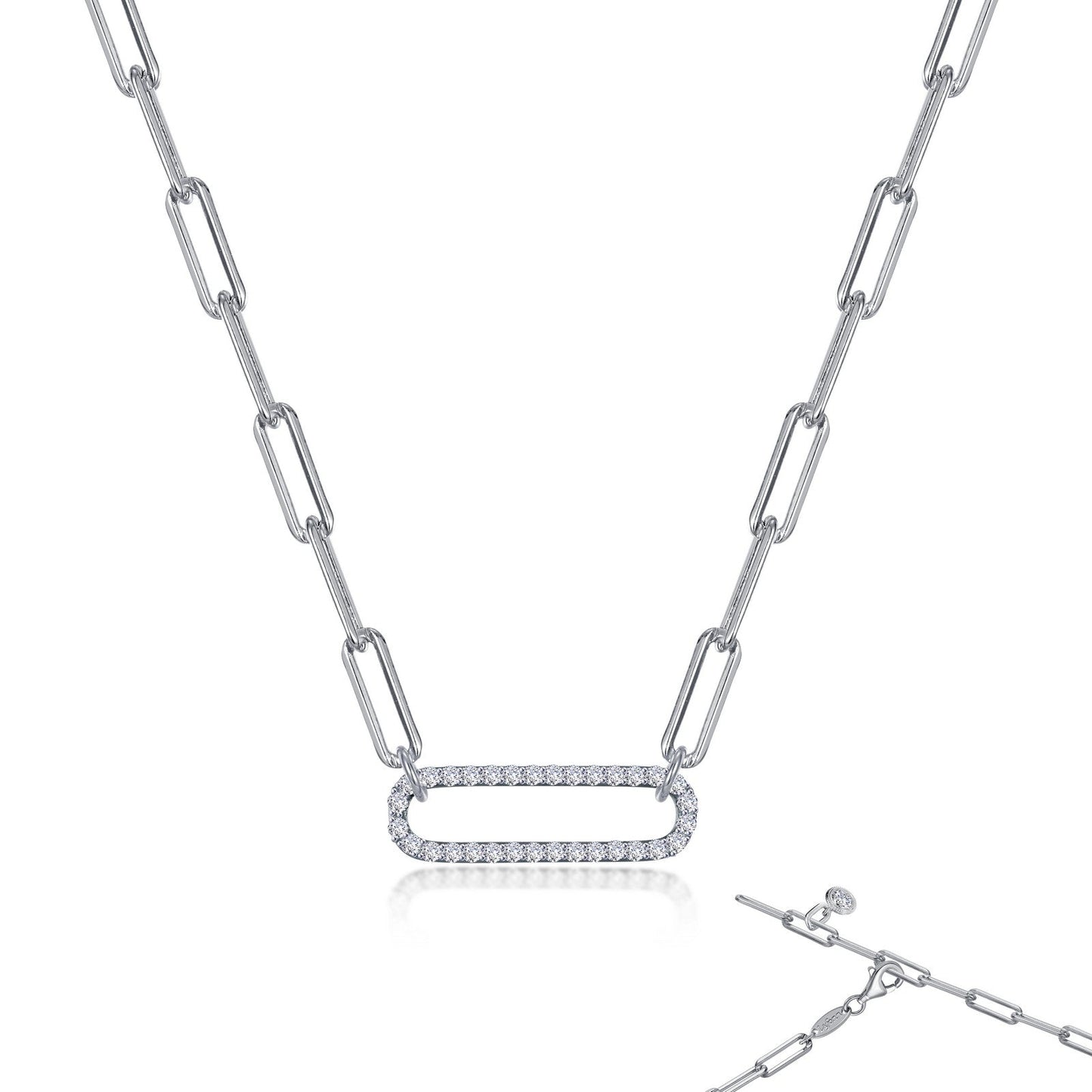 Lafonn Paperclip Necklace 33 Stone Count N0239CLP20