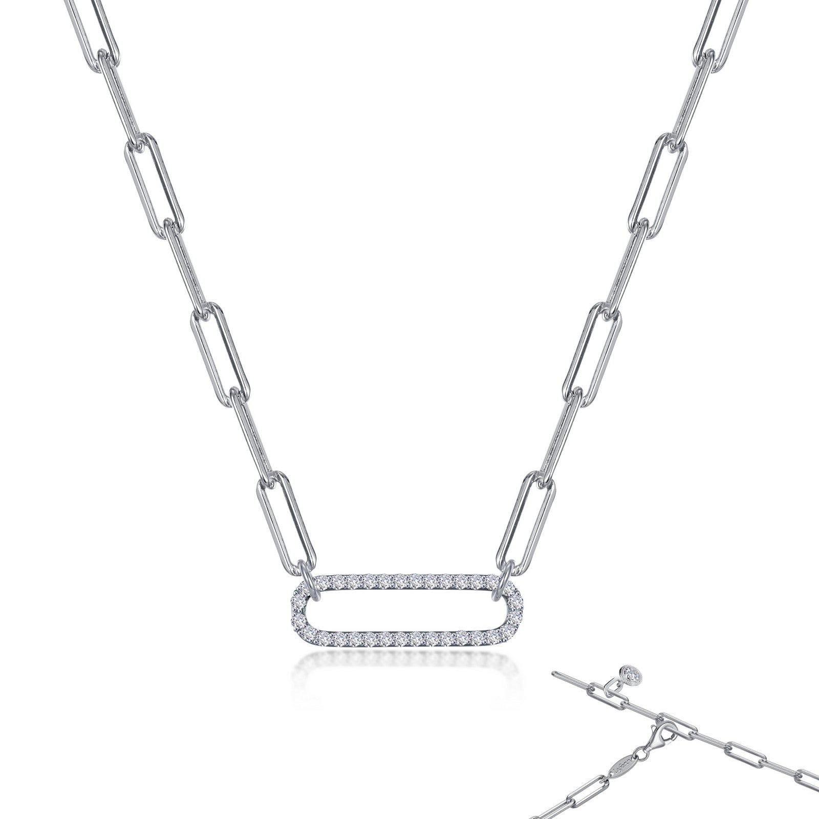 Lafonn Paperclip Necklace 33 Stone Count N0239CLP20