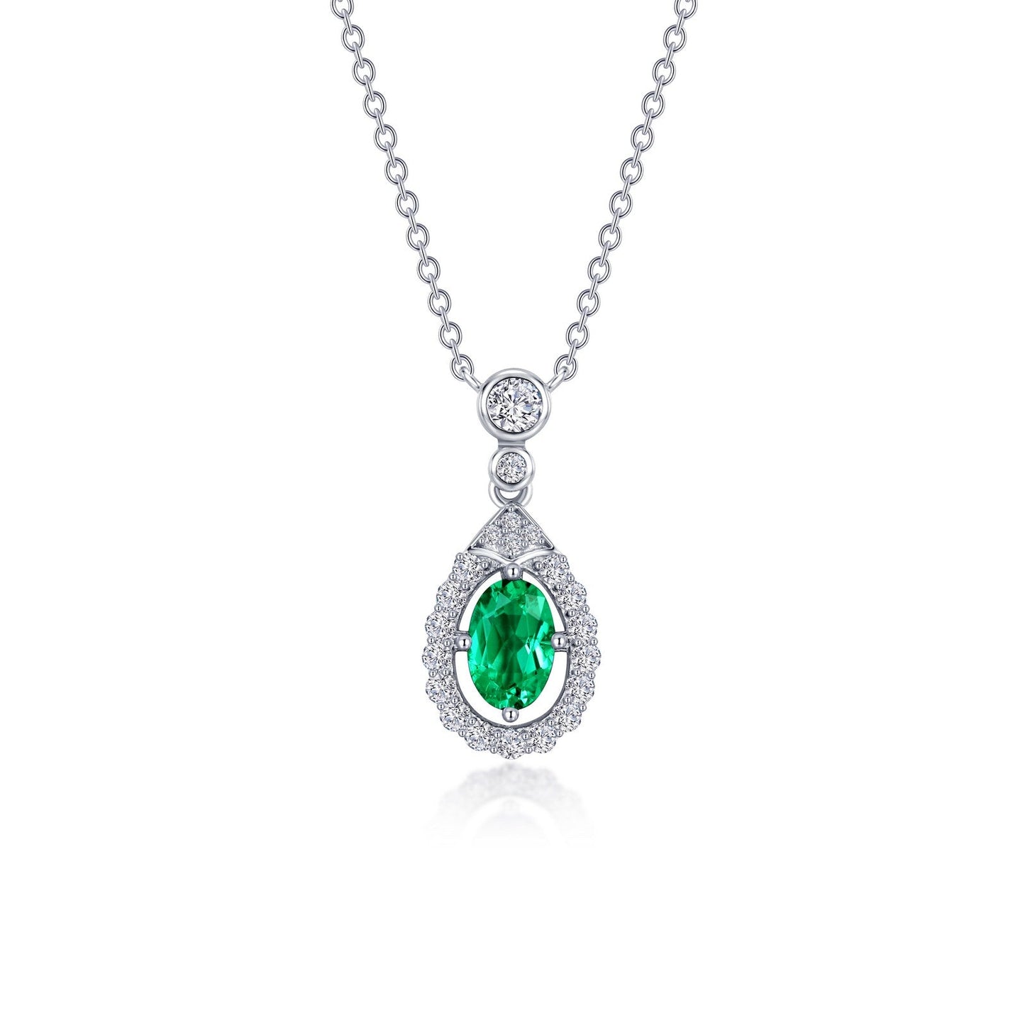 Lafonn Oval Halo Necklace 23 Stone Count N0289CEP20