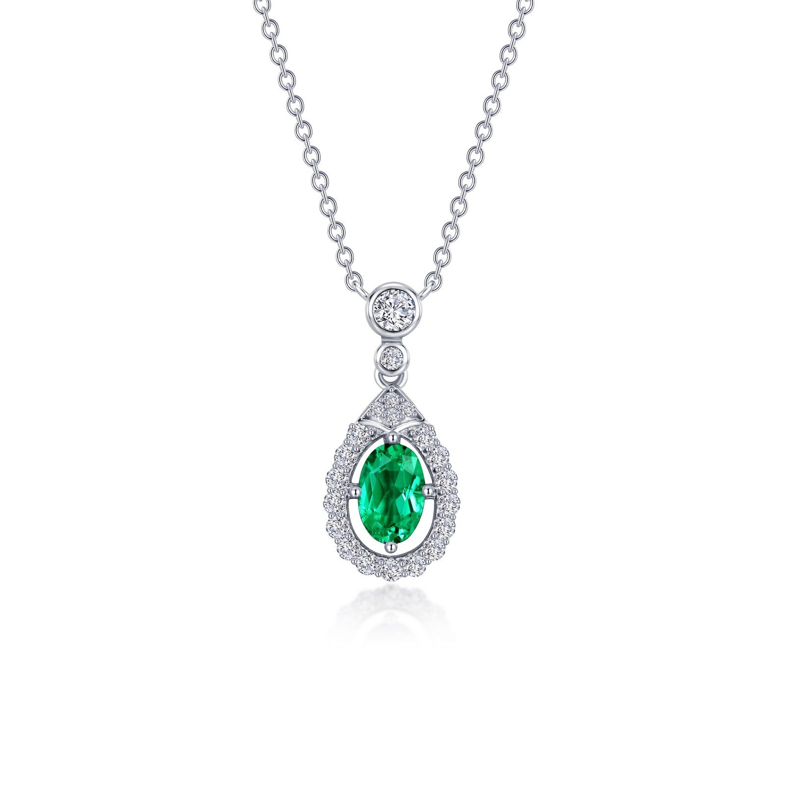 Lafonn Oval Halo Necklace 23 Stone Count N0289CEP20