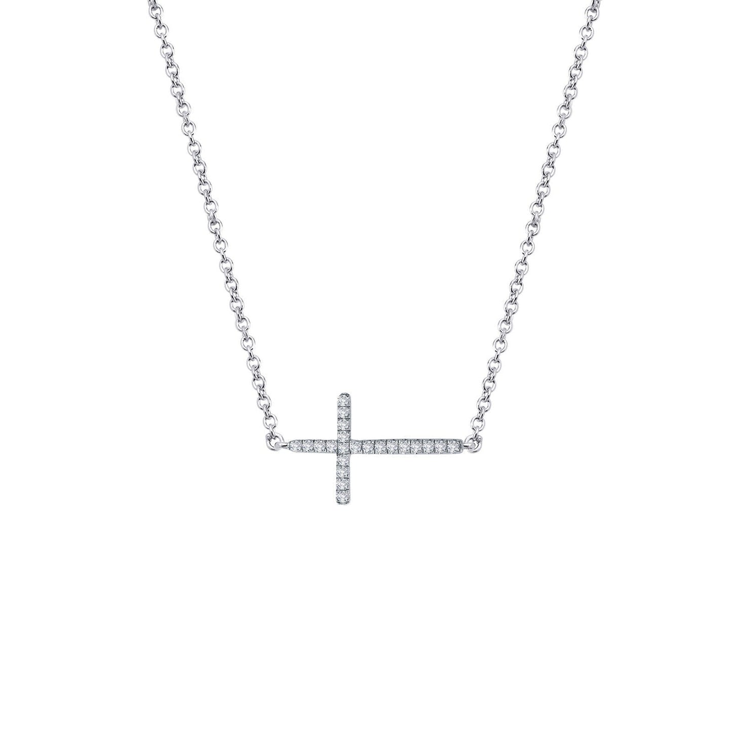 LaFonn Platinum Simulated Diamond N/A NECKLACES Sideways Cross Necklace
