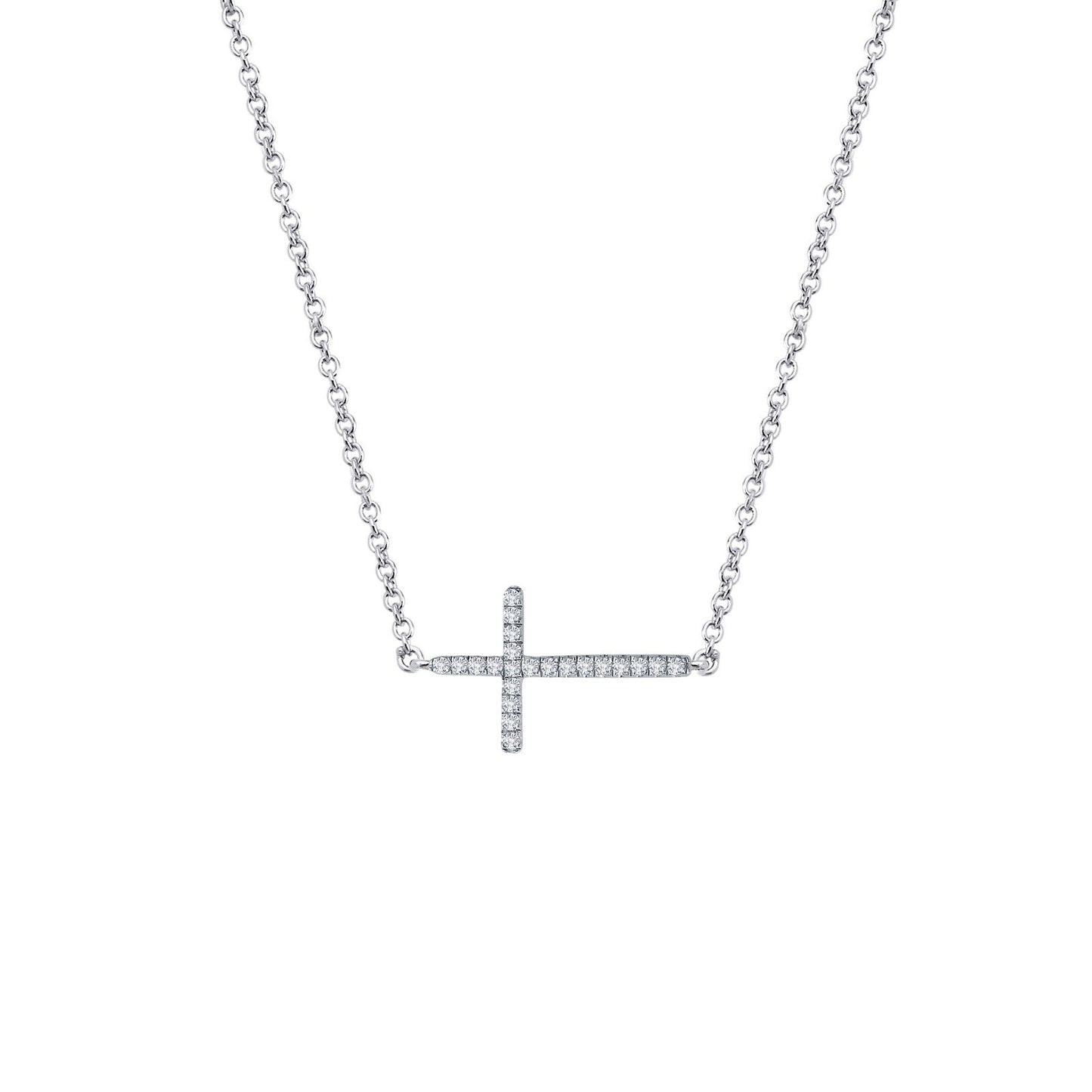 Lafonn Sideways Cross Necklace 22 Stone Count N2001CLP18