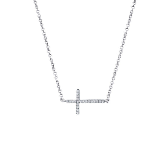 Lafonn Sideways Cross Necklace 22 Stone Count N2001CLP18