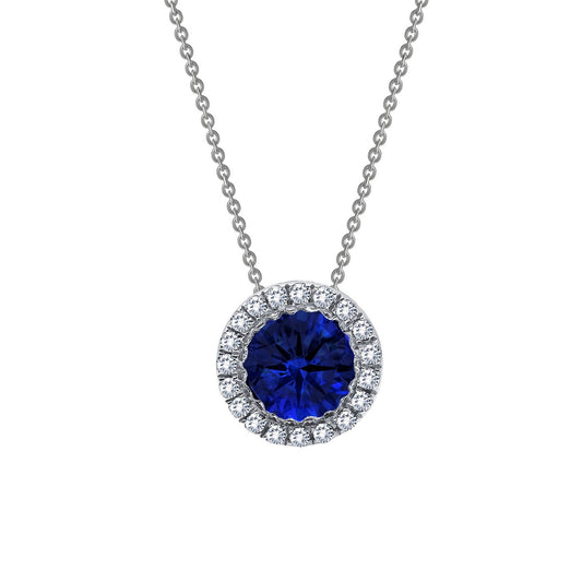 LaFonn Platinum Sapphire  6.00mm Round, Approx. 0.84 CTW NECKLACES 1.03 CTW Halo Necklace