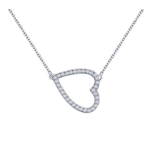 LaFonn Platinum Simulated Diamond N/A NECKLACES Sideways Heart Necklace