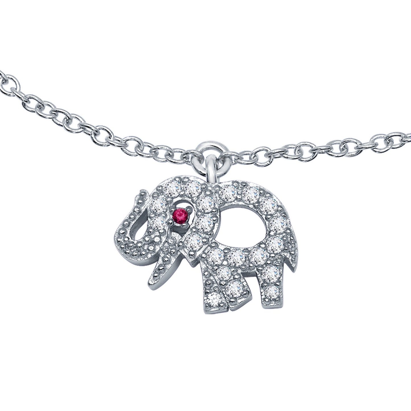 Lafonn Whimsical Elephant Necklace Ruby NECKLACES Platinum 0.22 CTS 