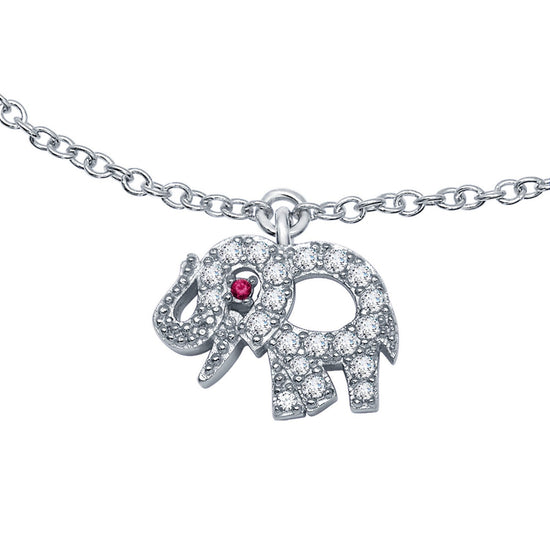 Lafonn Whimsical Elephant Necklace Ruby NECKLACES Platinum 0.22 CTS 