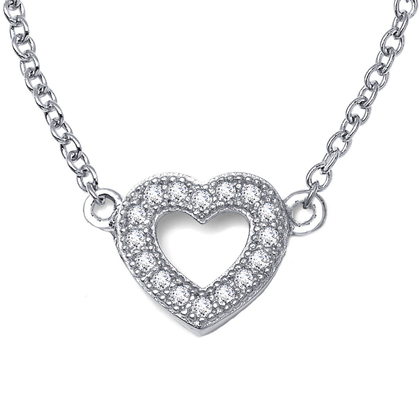 LaFonn Platinum Simulated Diamond N/A NECKLACES 0.18 CTW Open Heart Necklace