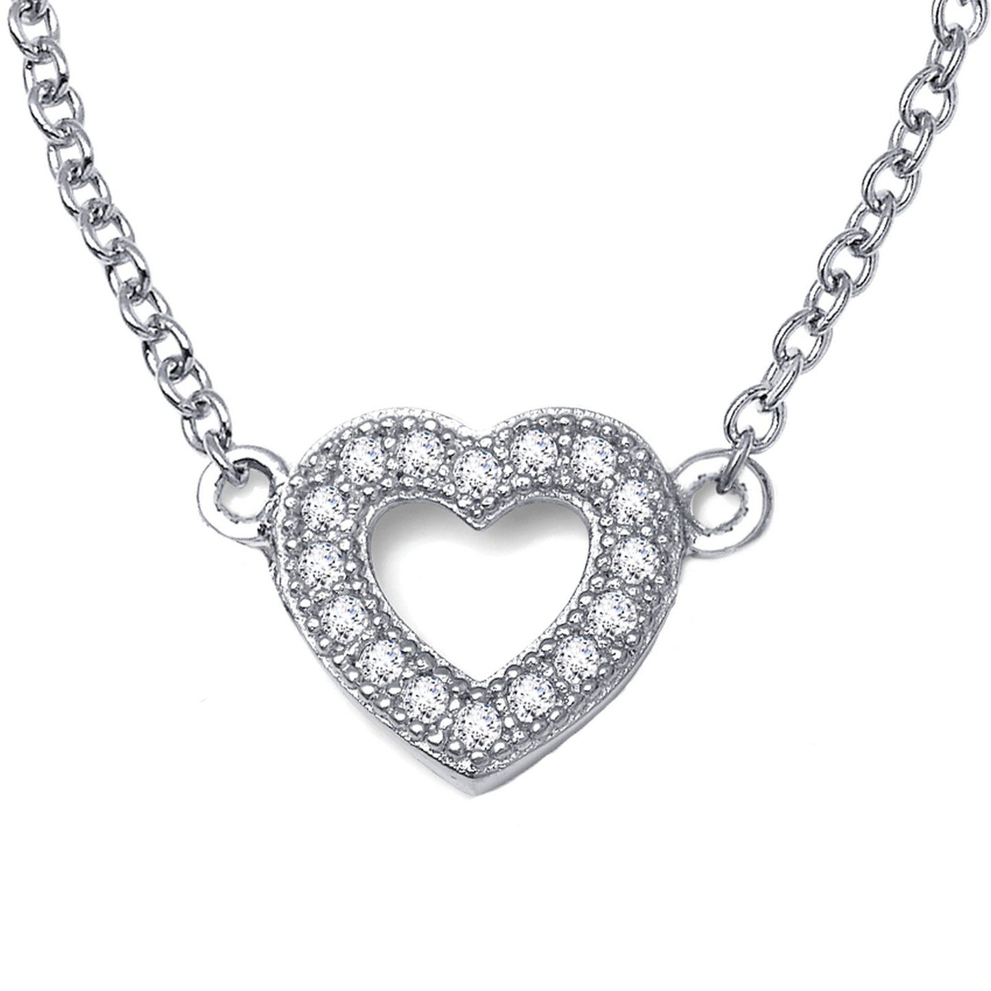 Lafonn 0.18 CTW Open Heart Necklace 18 Stone Count N3004CLP18