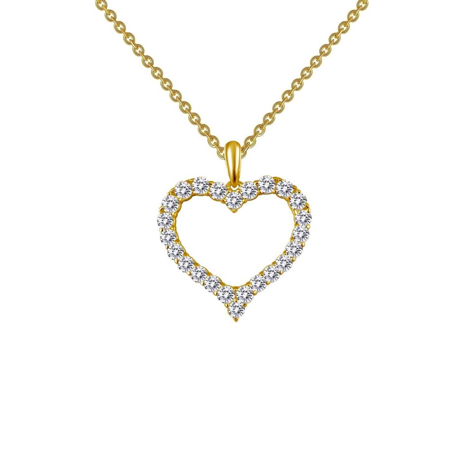 LaFonn Gold Simulated Diamond N/A NECKLACES Open Heart Pendant Necklace