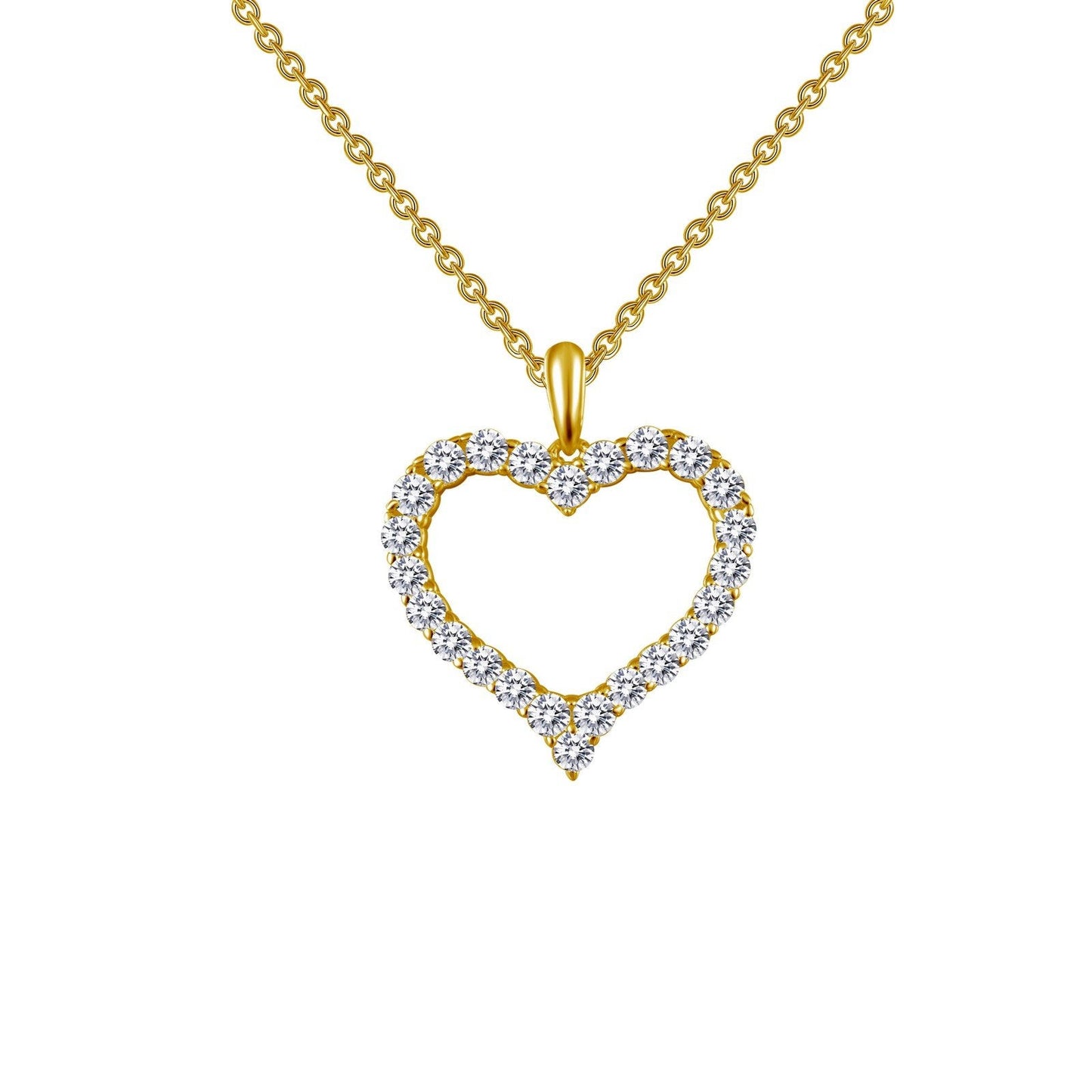 Lafonn Open Heart Pendant Necklace Simulated Diamond NECKLACES Gold 0.96 CTS 
