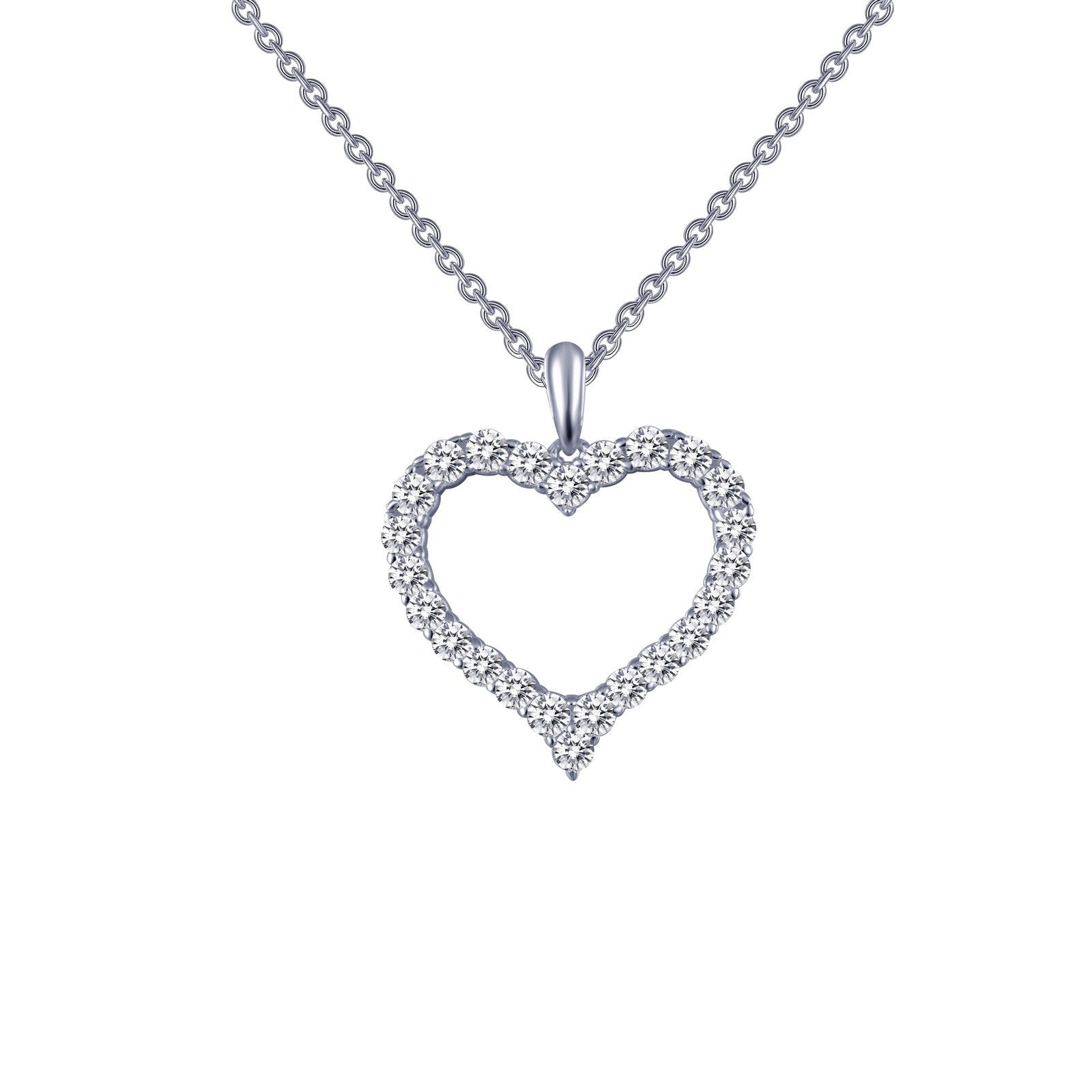 LaFonn Platinum Simulated Diamond N/A NECKLACES Open Heart Pendant Necklace