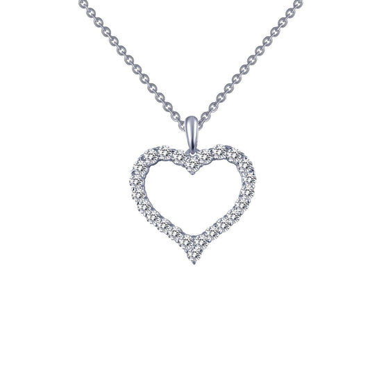 LaFonn Platinum Simulated Diamond N/A NECKLACES Open Heart Pendant Necklace