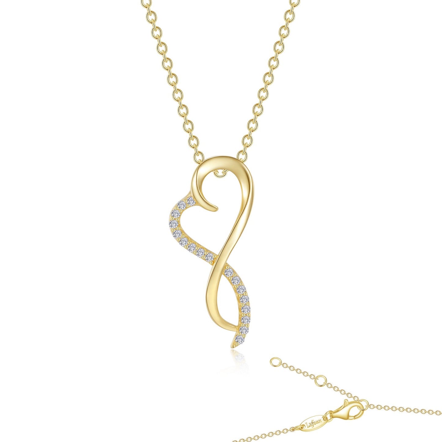 Lafonn Infinity Heart Pendant Necklace 17 Stone Count P0151CLG18