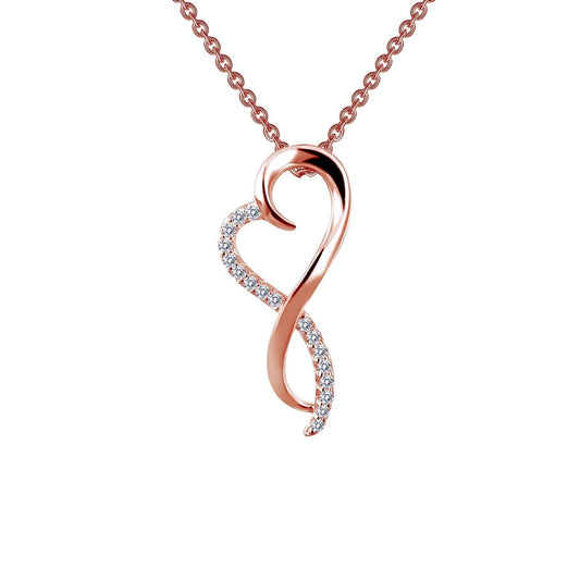 LaFonn Rose Gold Simulated Diamond N/A NECKLACES Infinity Heart Pendant Necklace