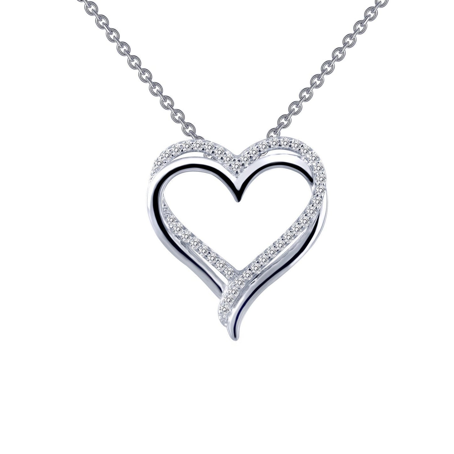 Load image into Gallery viewer, LaFonn Platinum Simulated Diamond N/A NECKLACES Double-Heart Pendant Necklace
