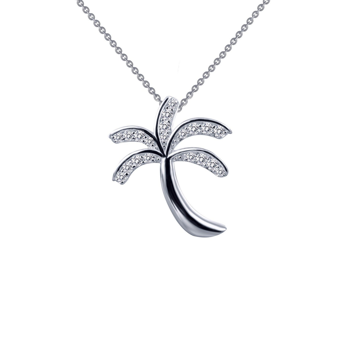 LaFonn Platinum Simulated Diamond N/A NECKLACES Palm Tree Pendant Necklace