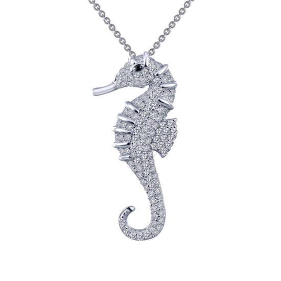 Load image into Gallery viewer, Lafonn Seahorse Pendant Necklace Black NECKLACES Platinum 1.2 CTS 
