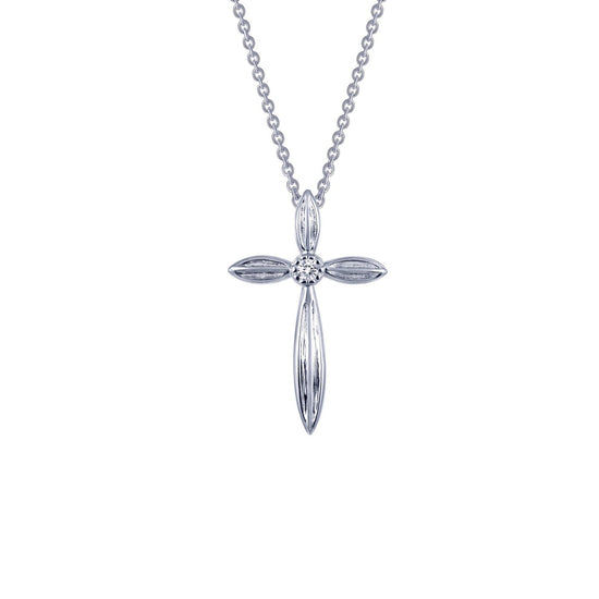 Load image into Gallery viewer, Lafonn 0.02 CTW Cross Pendant Necklace Simulated Diamond NECKLACES Platinum 0.02 CTS 
