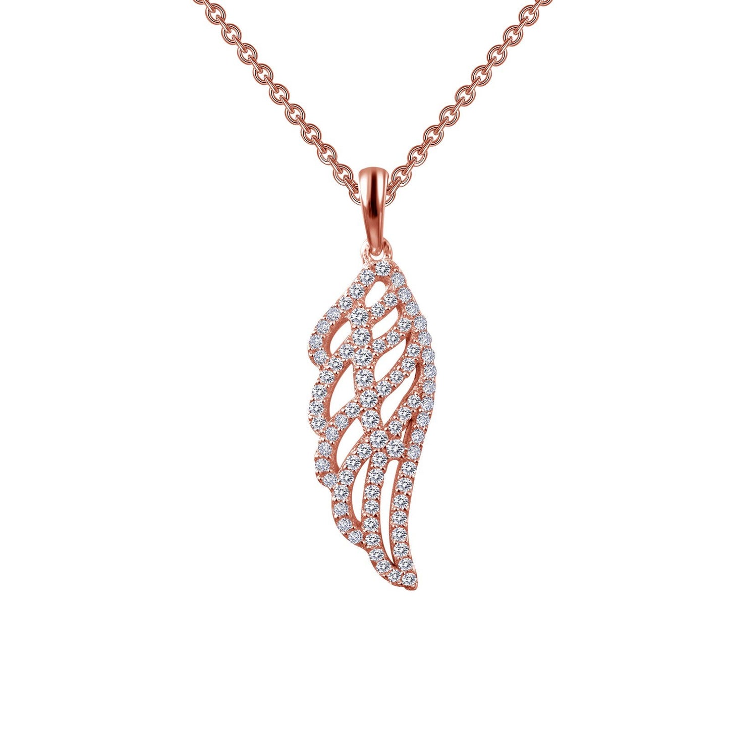 LaFonn Rose Gold Simulated Diamond N/A NECKLACES Angel Wing Pendant Necklace