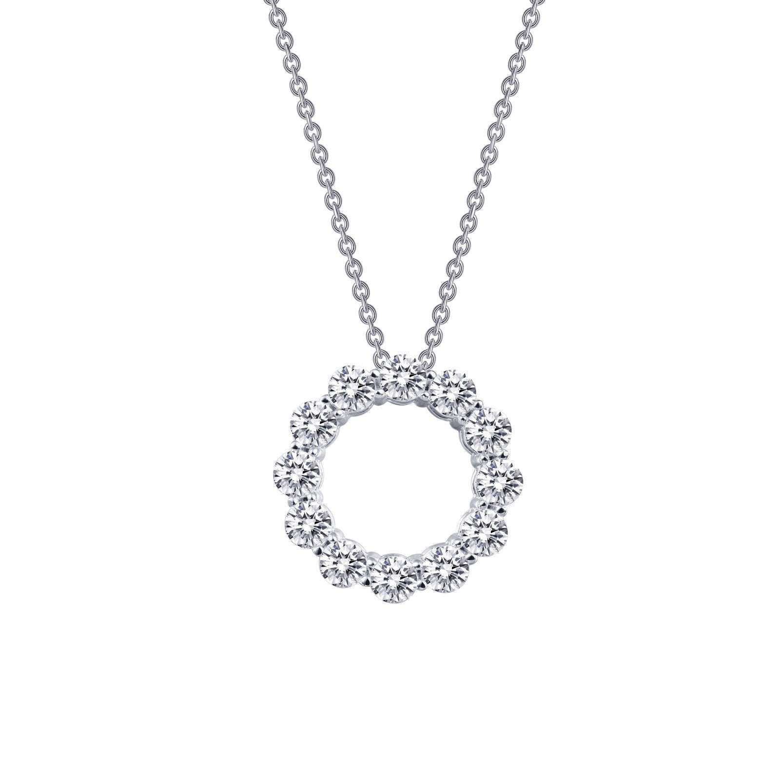 LaFonn Platinum Simulated Diamond N/A NECKLACES 3 CTW Open Circle Pendant Necklace