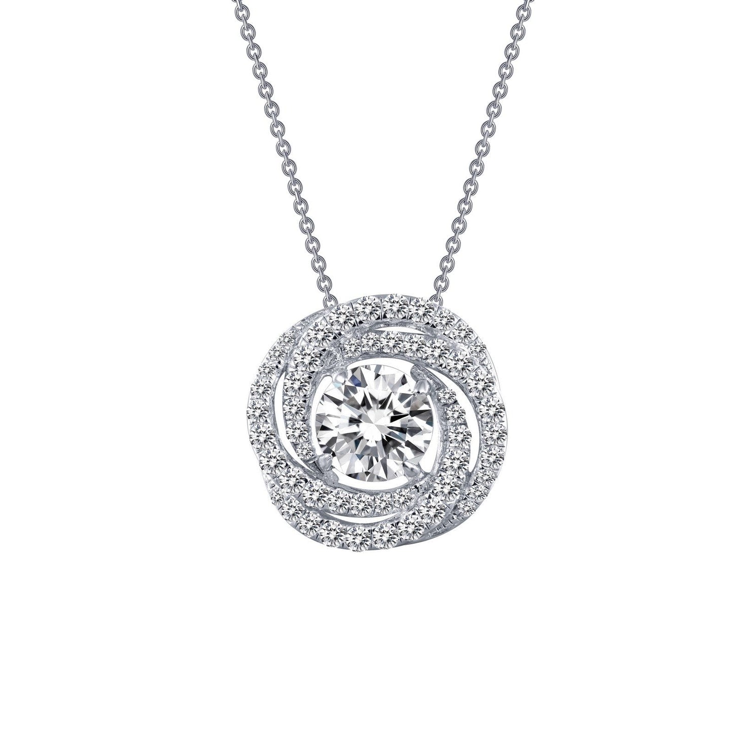 Lafonn Circle Knot Pendant Necklace Simulated Diamond NECKLACES Platinum 1.65 CTS 