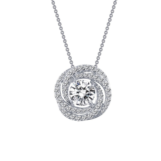 LaFonn Platinum Simulated Diamond  6.50mm Round, Approx. 1.00 CTW NECKLACES Circle Knot Pendant Necklace