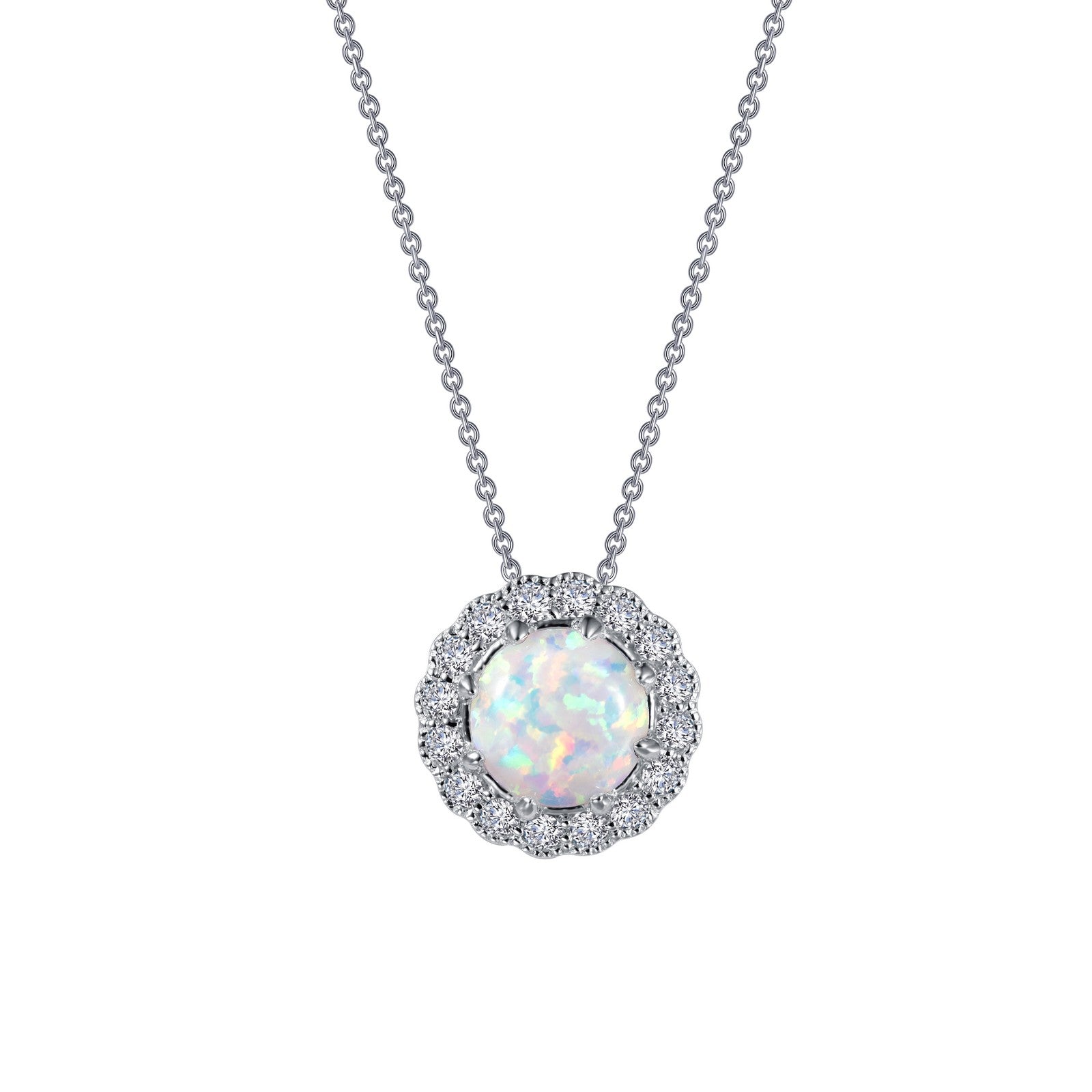 Lafonn Classic Halo Pendant Necklace 17 Stone Count P0205OPP18