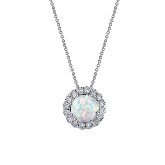 Lafonn Classic Halo Pendant Necklace 17 Stone Count P0205OPP18