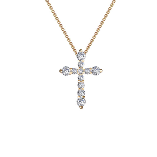 Lafonn 0.67 CTW Cross Pendant Necklace 11 Stone Count P0207CLG18