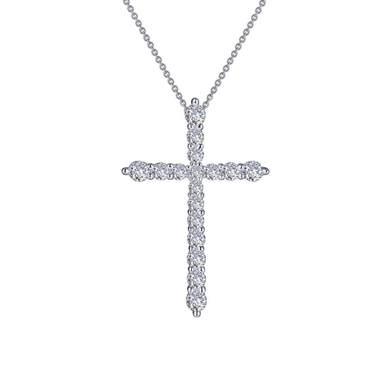 Lafonn 1.06 CTW Cross Pendant Necklace 17 Stone Count P0210CLP18