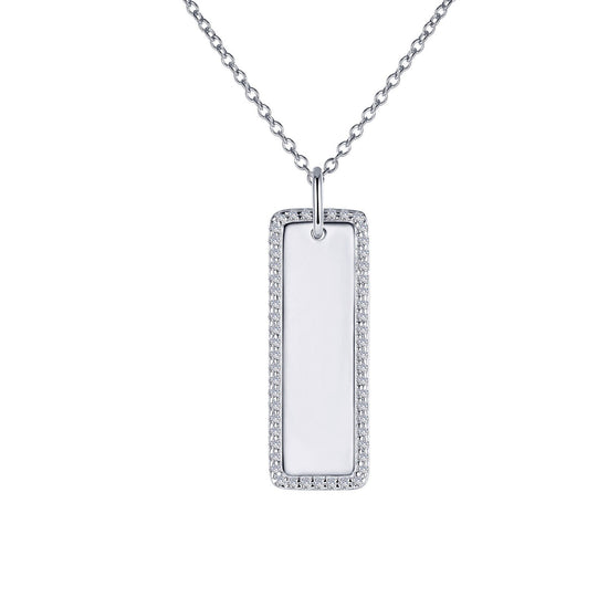 LaFonn Platinum Simulated Diamond N/A NECKLACES Vertical Bar Pendant Necklace