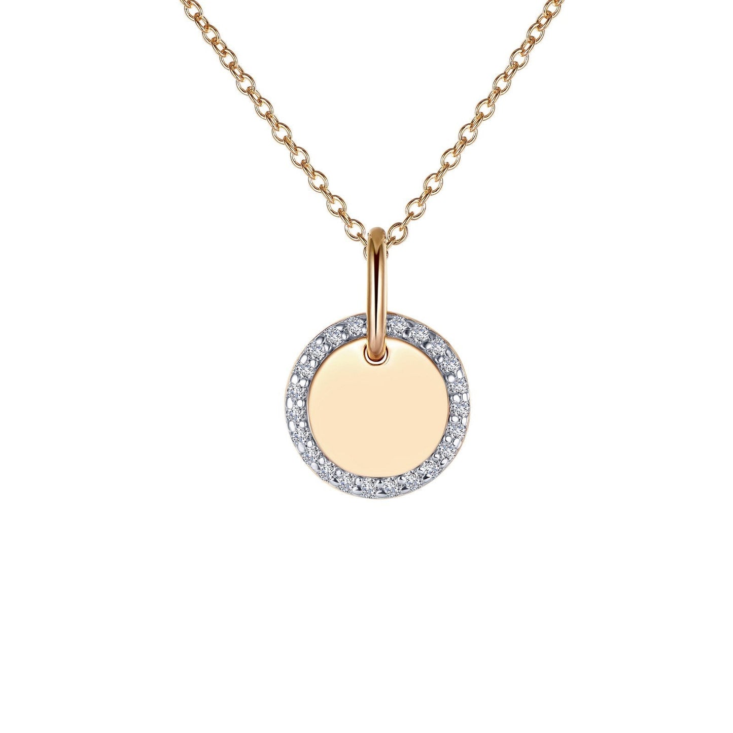 Lafonn Round Disc Pendant Necklace Simulated Diamond NECKLACES Mixed-Color 0.23 CTS Approx. 14.7mm (H) x 10.2mm (W)