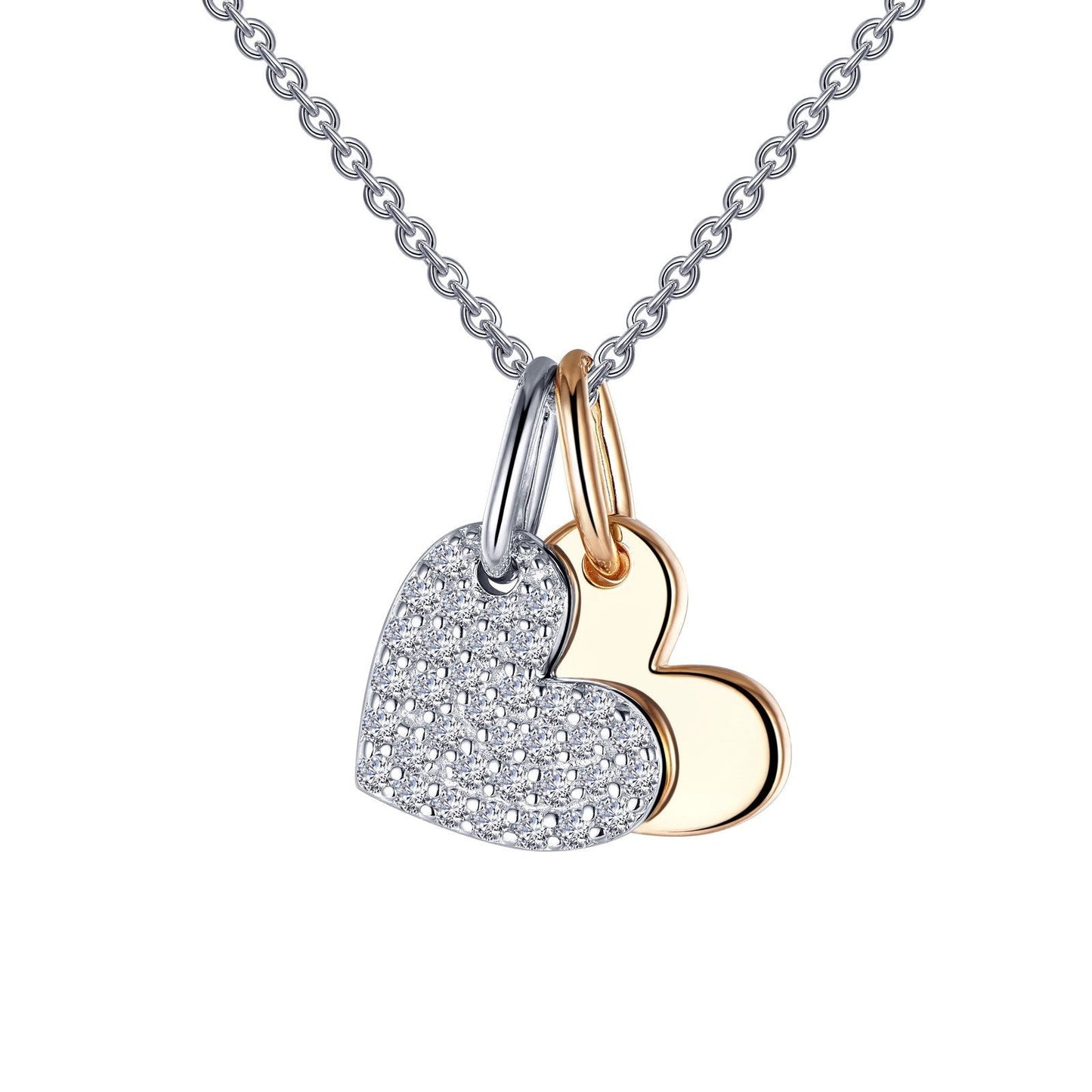 Lafonn Heart Shadow Charm Pendant Necklace Simulated Diamond NECKLACES Mixed-Color 0.35 CTS Approx. 15mm (H) x 10mm (W)