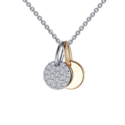 LaFonn Mixed-Color Simulated Diamond N/A NECKLACES Disc Shadow Charm Pendant Necklace