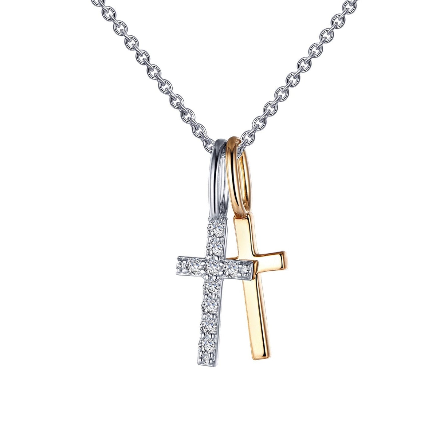 Load image into Gallery viewer, Lafonn Cross Shadow Charm Pendant Necklace Simulated Diamond NECKLACES Mixed-Color 0.14 CTS Approx. 20mm (H) x 7mm (W)
