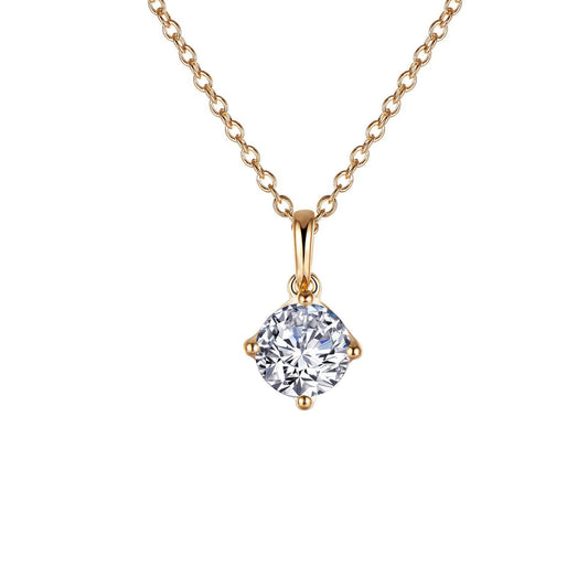 LaFonn Gold Simulated Diamond  6.50mm Round, Approx. 1.03 CTW NECKLACES 1 CTW Solitaire Pendant Necklace