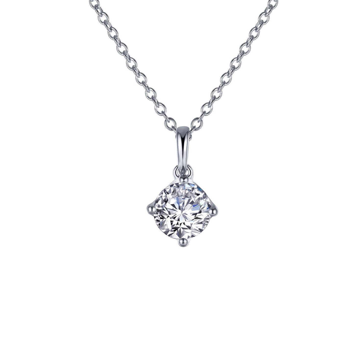 LaFonn Platinum Simulated Diamond  6.50mm Round, Approx. 1.03 CTW NECKLACES 1 CTW Solitaire Pendant Necklace