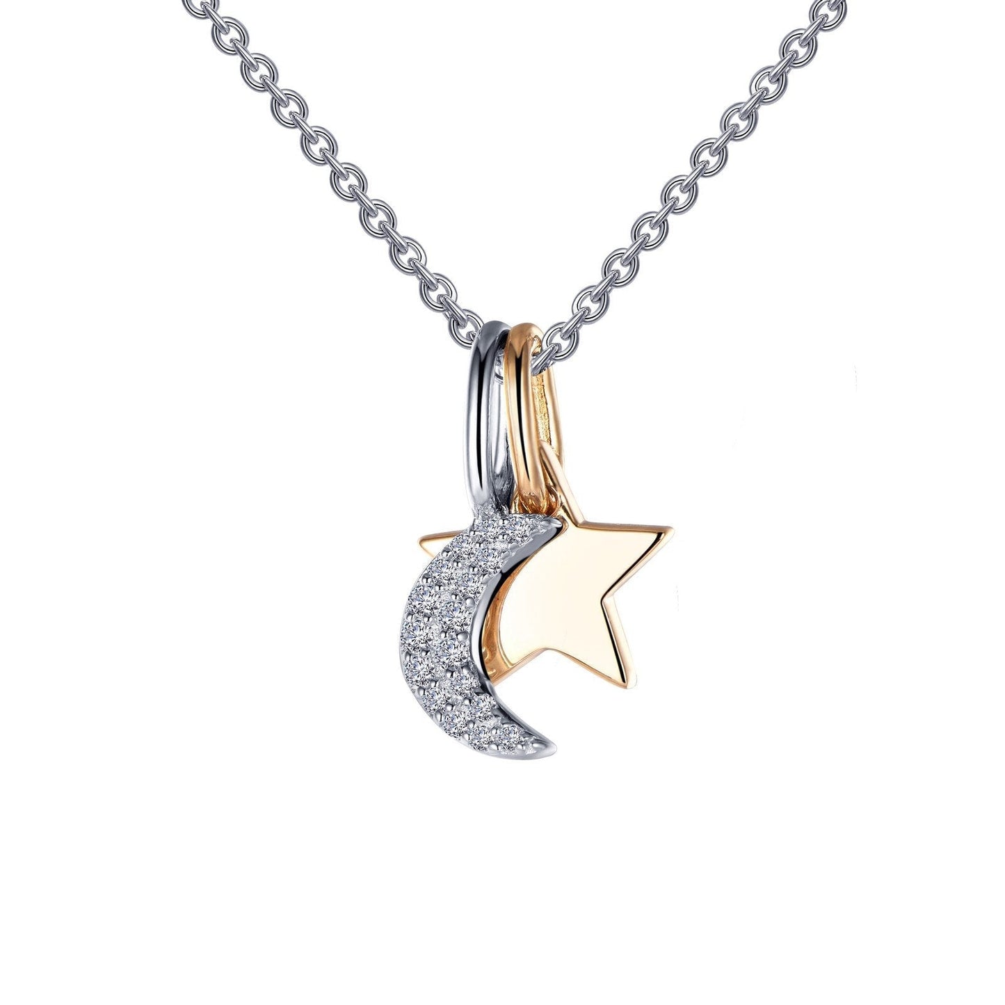 LaFonn Mixed-Color Simulated Diamond N/A NECKLACES Moon & Star Shadow Charm Necklace