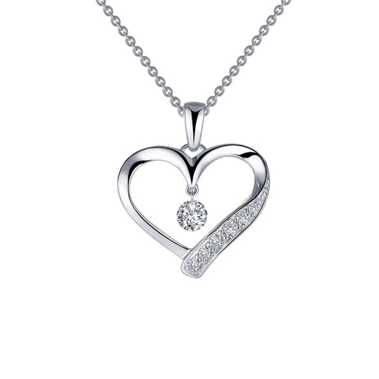 Lafonn Open Heart Pendant Necklace Simulated Diamond NECKLACES Platinum 0.42 CTS Approx. 22.4mm (H) x 20.5mm (W)
