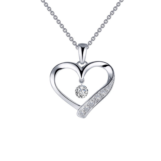 Lafonn Open Heart Pendant Necklace 8 Stone Count P0221CLP20