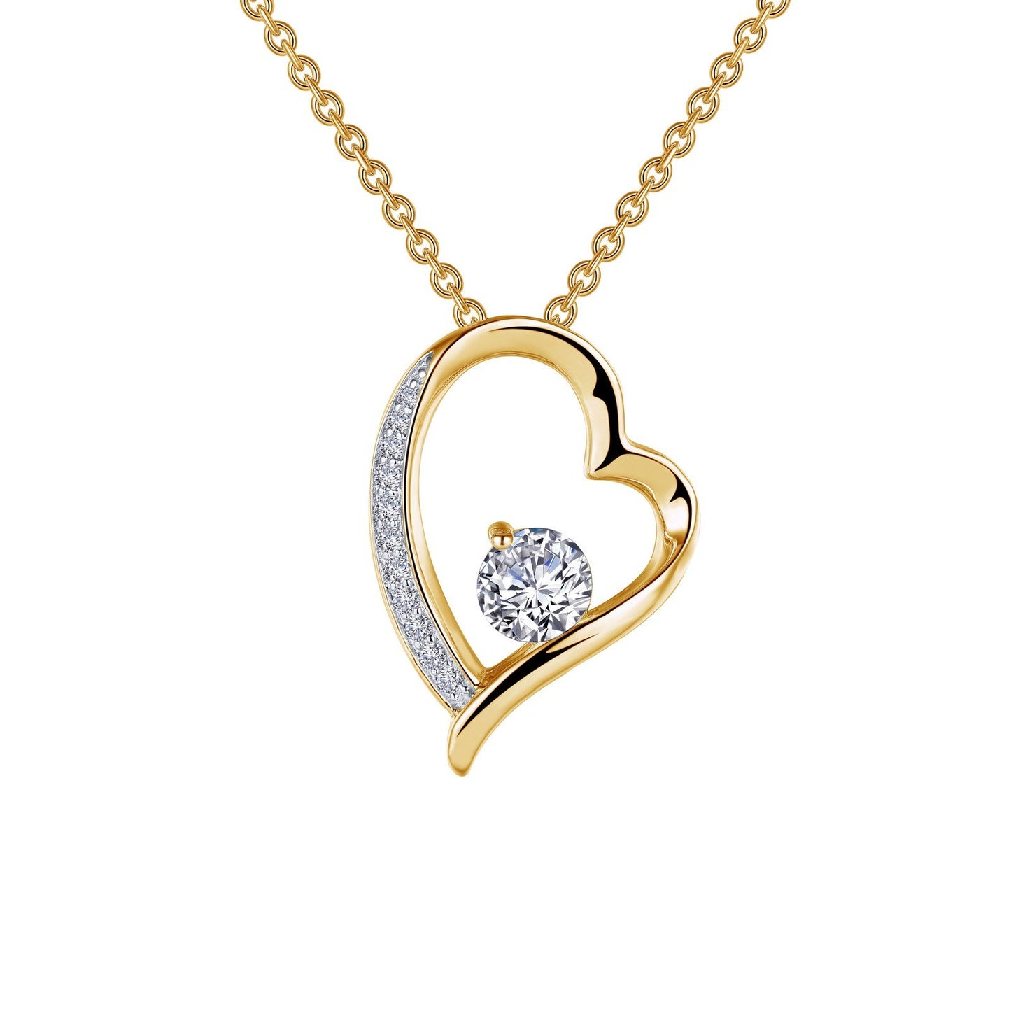 LaFonn Mixed-Color Simulated Diamond  5.00mm Round, Approx. 0.46 CTW NECKLACES Open Heart Pendant Necklace