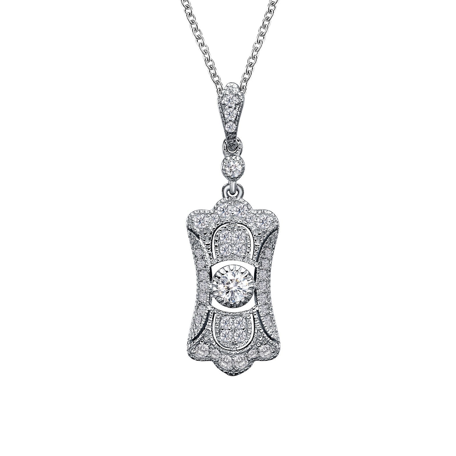 LaFonn Platinum Simulated Diamond N/A NECKLACES Art Deco Inspired Pendant Necklace