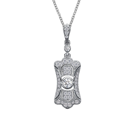 LaFonn Platinum Simulated Diamond N/A NECKLACES Art Deco Inspired Pendant Necklace