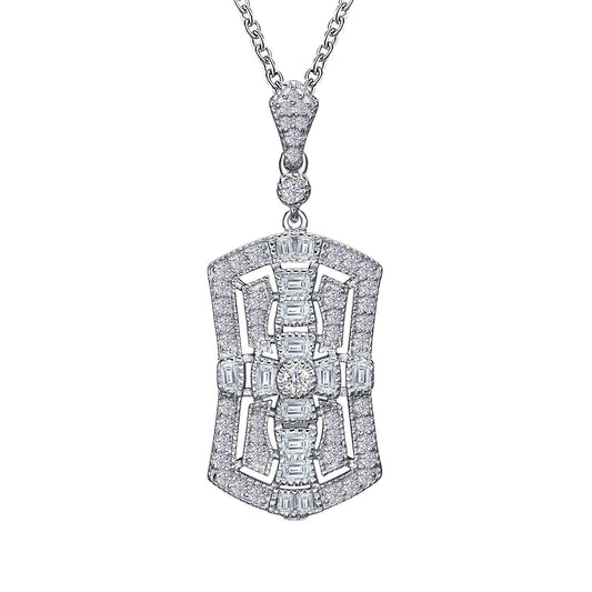 LaFonn Platinum Simulated Diamond N/A NECKLACES Art Deco Inspired Pendant Necklace