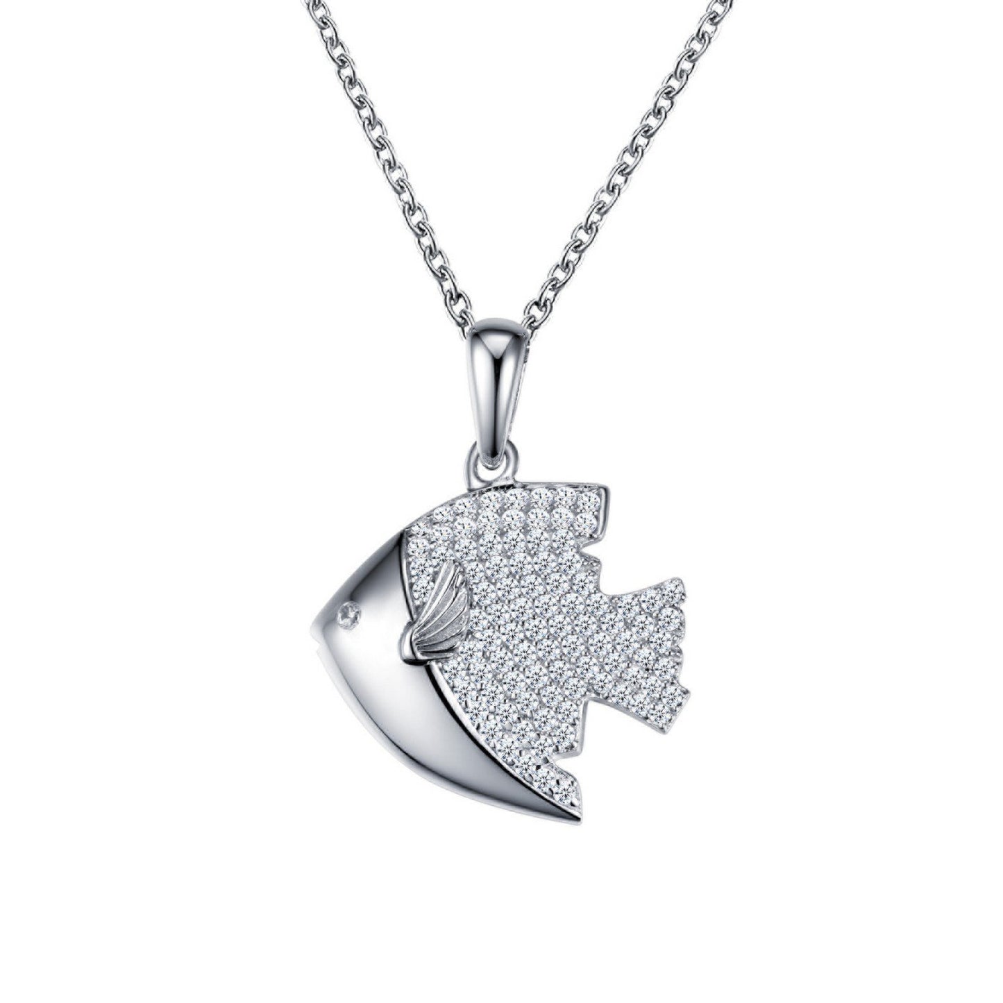 LaFonn Platinum Simulated Diamond N/A NECKLACES Fish Pendant Necklace