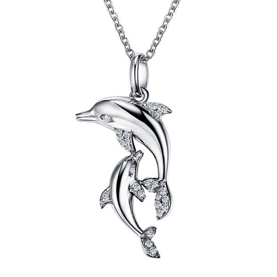 Lafonn Dolphin Pendant Necklace Simulated Diamond NECKLACES Platinum 0.27 CTS Approx. 32mm (H) x 17mm (W)